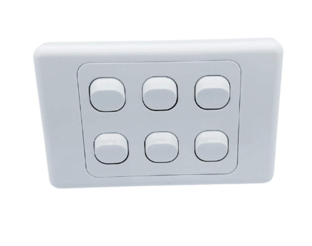 6 gang wall switch with white cover plate ( also have 5 gang)