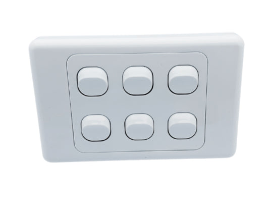 6 gang wall switch with white cover plate ( also have 5 gang)