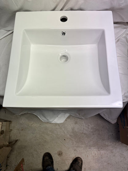 Ceramic basin semi recessed